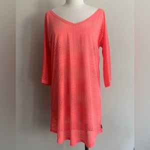 O’Neill Swim Cover-Up Mini Dress Coral Pink V-Neck Mesh Size XS / S